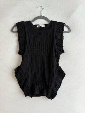 Zara Black Knit Ruffle-Trim